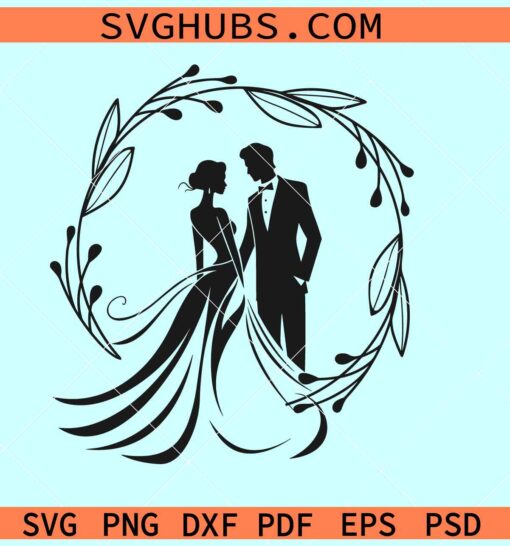 Wedding couple SVG, wedding heart svg, bride and groom SVG