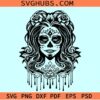 Woman sugar skull svg, sugar skull woman face svg, skull girl svg, skull candy svg