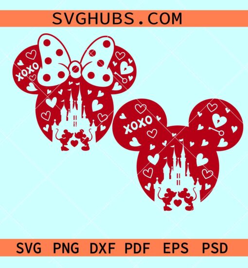 Xoxo Disney ears SVG, Xoxo Mickey ears svg, Xoxo Minnie ears svg, Disney Valentine svg