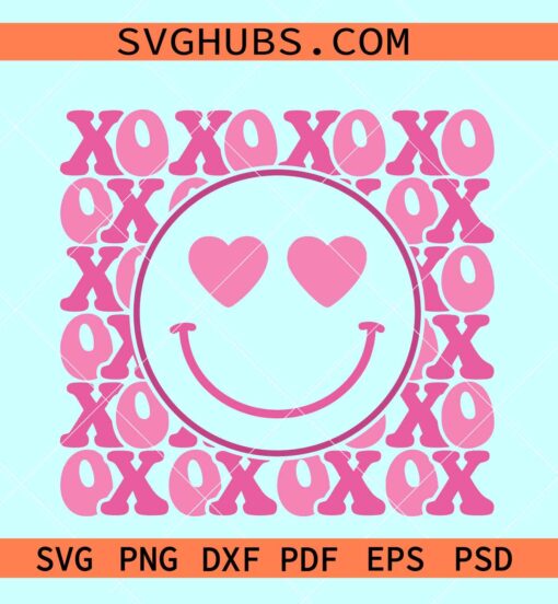 Xoxo Valentines Day Smiley Face Svg, xoxo smiley face SVG, Xoxo Valentine day SVG