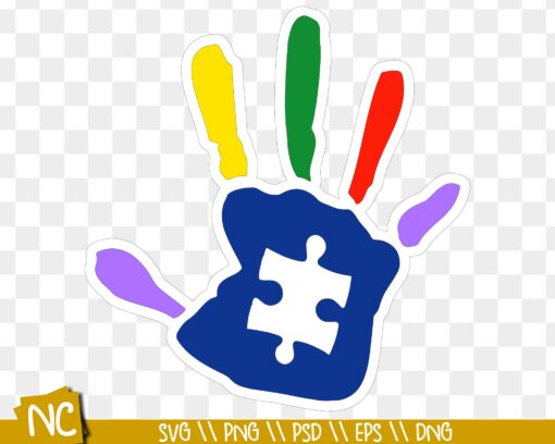 Autism Hand Puzzle SVG, Autism Hand Print Svg, Puzzle Piece Svg, Autism Awareness Svg