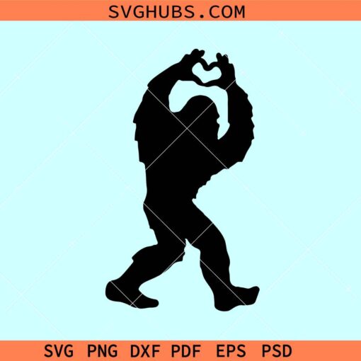 Bigfoot heart sign SVG, sasquatch heart svg, bigfoot love svg, yeti svg