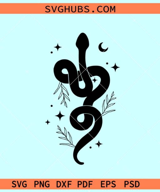 Celestial snake SVG, mystic snake svg, boho snake svg, witchy svg