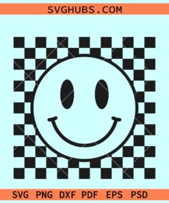 Checkered smiley SVG, happy smiley face svg, smiley checkered pattern svg