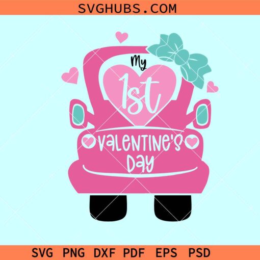 First Valentine's Day Svg, girl valentine svg, kids valentine svg, valentine truck svg