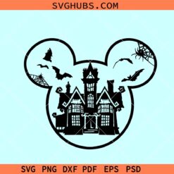 Haunted house Mickey ears SVG, Disney Halloween Castle Svg, Disney Halloween SVG