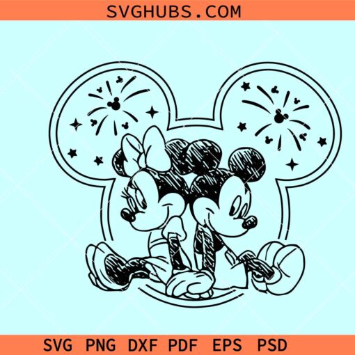 Mickey and Minnie sketch SVG