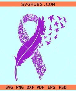 Pancreatic cancer awareness SVG, purple ribbon svg, pancreatic cancer svg