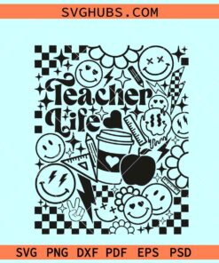 Retro Teacher Life SVG, groovy teachers day SVG, teacher appreciation svg