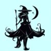 Witch and moon SVG, Halloween Witch svg, girl witch SVG