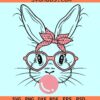 Bunny with bandana and glasses svg, Bunny with glasses svg, bunny with bubblegum svg