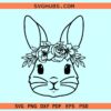 Cute bunny with flowers SVG, bunny with flowers svg, floral bunny svg, Easter svg files