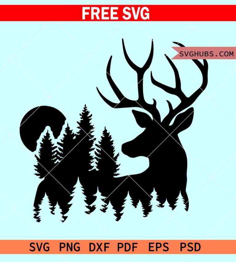 Deer Forest Scene SVG Free, Deer Hunting Svg Free, Deer In Forest Svg ...
