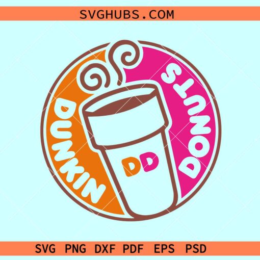 Dunkin Donuts coffee circle SVG, Dunkin Donuts Svg, Dunkin Donuts logo Svg, Iced Coffee Svg