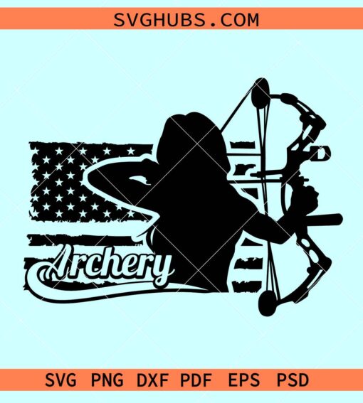 Girl archery flag SVG, Girl archery SVG, Archery Bow Hunter Svg, Bow and Arrow Svg