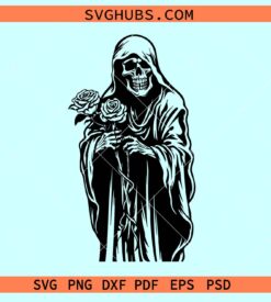 Grim reaper with flowers svg, floral grim reaper svg, Grim Reaper SVG, Halloween SVG