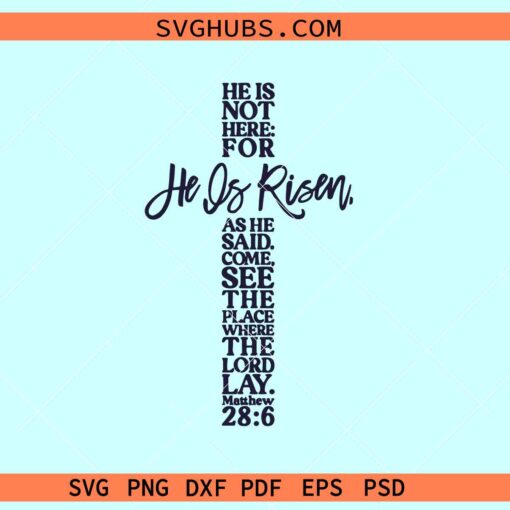 He is not here He is risen SVG, Easter Svg files, He is risen svg