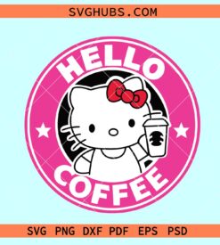 Hello Kitty Coffee SVG, Hello Kitty Starbucks Coffee Svg, Kitty Starbucks Coffee Ring Svg