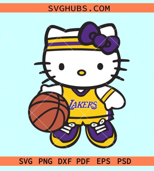 Hello Kitty LA Lakers SVG, Los Angeles Lakers svg, NBA basketball svg