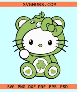 Hello Kitty care bear St Patricks Day SVG, Shamrock Bear SVG, Hello Kitty St Patricks Day SVG