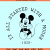 It all started with a mouse SVG, Mickey Mouse 1928 svg, Disney Mickey svg