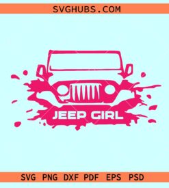 Jeep girl mud splash SVG, Pink Jeep girl SVG, Offroad SVG