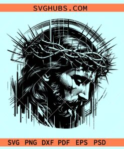 Jesus Crown of thorns SVG, Jesus with crown svg, Easter SVG files, Catholic svg