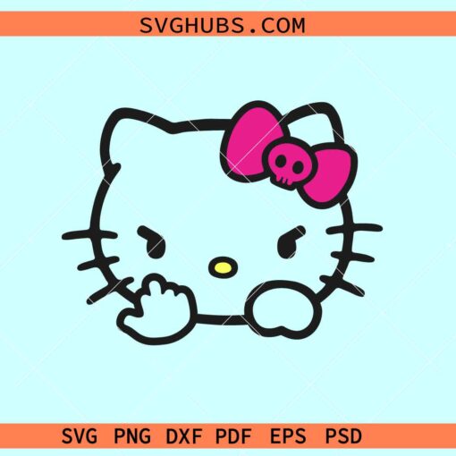 Kawaii bad kitty SVG, Hello Kitty middle finger svg, bad Hello Kitty, my Melody svg