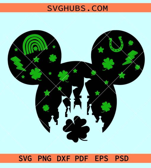 Mickey head clovers svg, Disney Mickey St Patrick day SVG, Mickey St Patrick svg