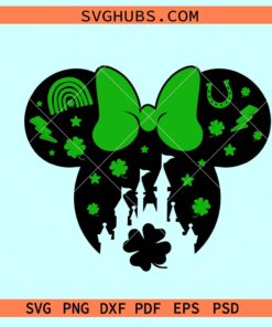 Minnie head St Patrick's day SVG, Disney St Patrick svg, Minnie head Clover svg