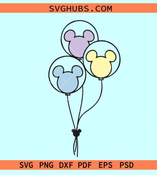 Mickey Mouse Ears Balloons SVG, Mickey Mouse Birthday svg, Disney Balloons svg