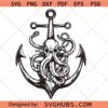 Octopus anchor SVG, Octopus skull anchor SVG, Octopus skull SVG
