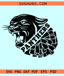 Panthers Cheerleader SVG, Panther cheer pom pom svg, panther cheer svg