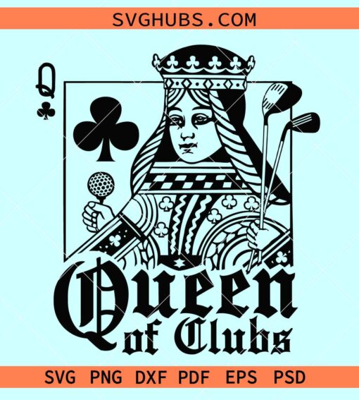 Queen of Clubs svg, Poker card queen SVG, Playing cards svg
