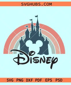 Retro Vintage Disney Castle svg, Disney Castle rainbow svg, Disney Vintage svg