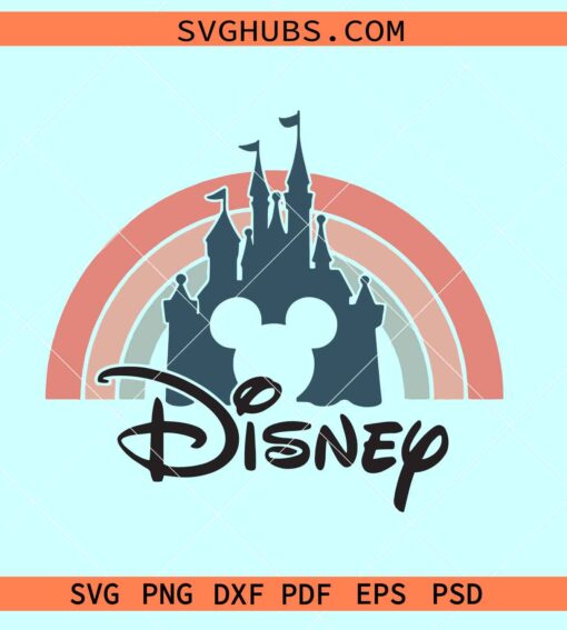 Retro Vintage Disney Castle svg, Disney Castle rainbow svg, Disney Vintage svg