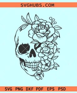 Skull floral SVG, Floral Skull Svg, Skull with flowers Svg, Flower Skull Svg, Flower Skull Clip Art