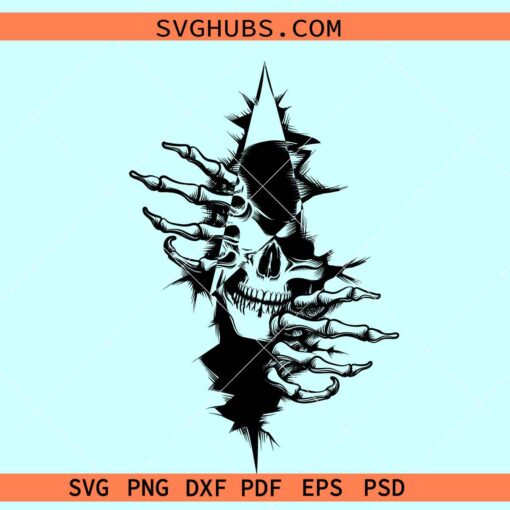 Skull in the wall SVG, Skull through the wall svg, skull out of wall svg