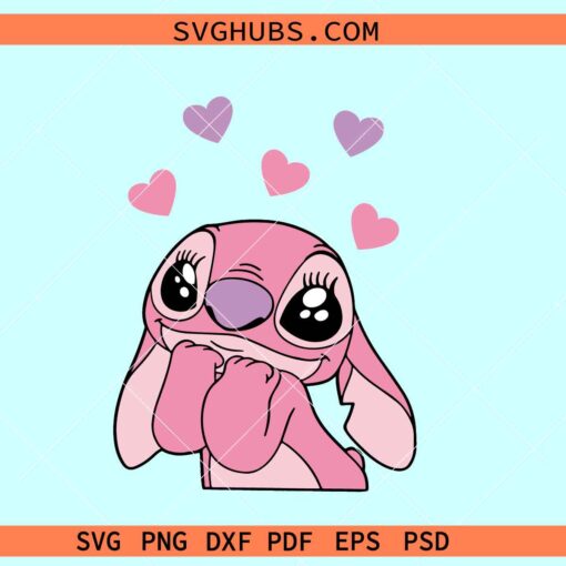 Stitch in love SVG, Stitch Angel svg, Disney Valentine svg, Stitch heart svg