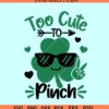 Too Cute To Pinch SVG, Kids St Patrick Day SVG, Shamrock SVG