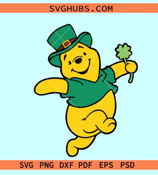 Winnie The Pooh Leprechaun SVG, Winnie St Patrick SVG, Irish Winnie Pooh svg