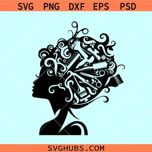 Afro woman hair dresser SVG, hairstylist svg, hairdresser svg