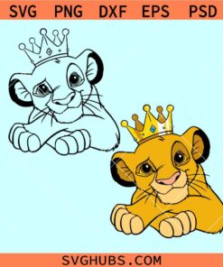 Baby Simba with crown SVG, Lion King Svg, Simba lion king svg, baby Simba svg