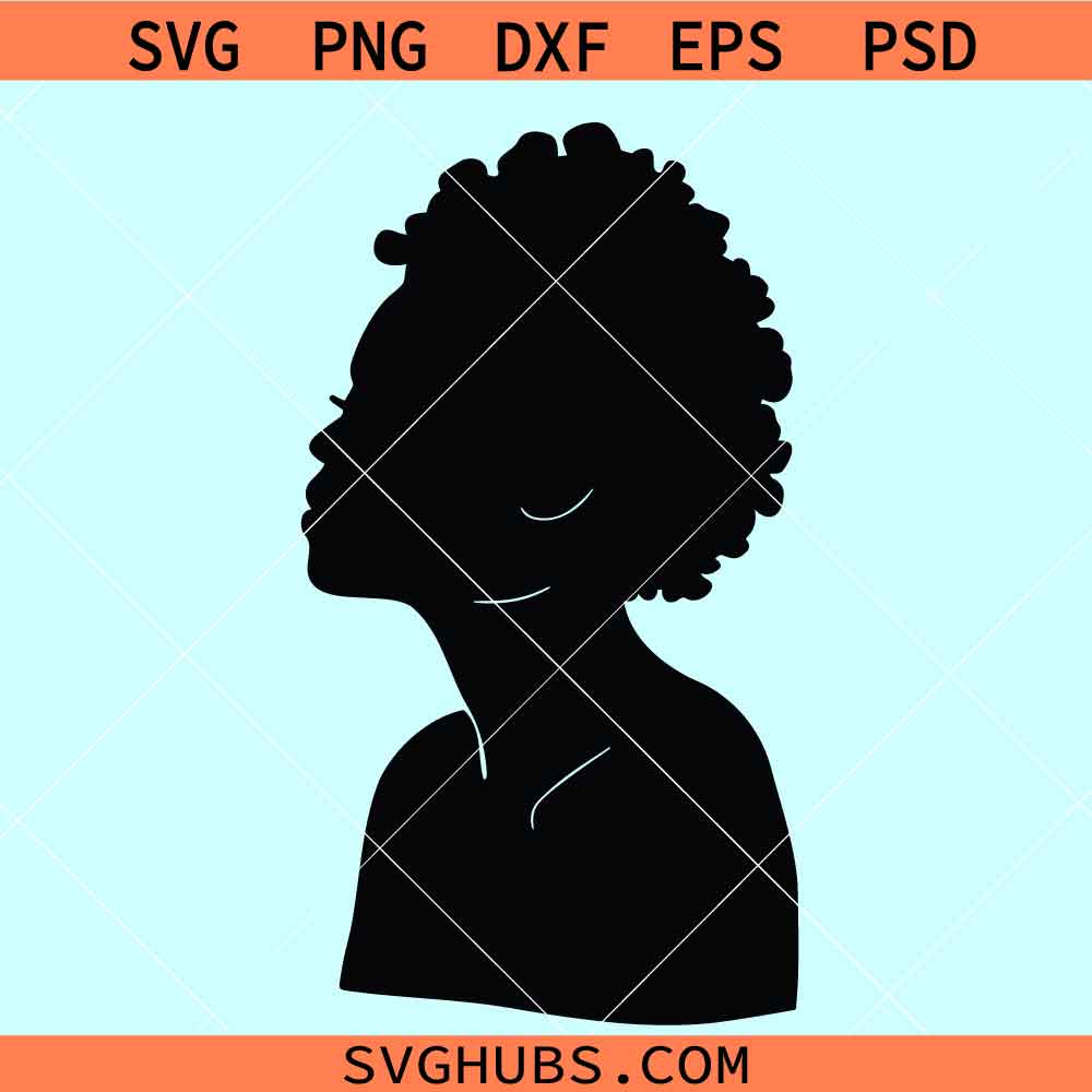 Black Woman Silhouette SVG, female afro woman svg, afro hair svg, Black girl magic svg