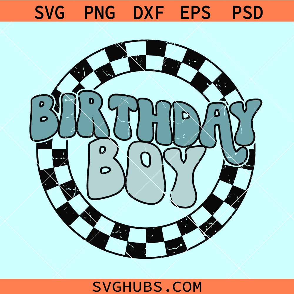 Checkered Circle Birthday Boy SVG, birthday boy shirt svg, Checkered Birthday Boy SVG