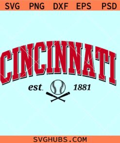 Cincinnati Reds college font SVG, Cincinnati varsity font SVG, Cincinnati est 1881 SVG