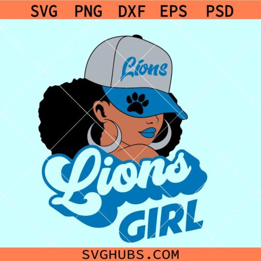 Detroit Lions Girl SVG, Detroit Lions Logo Svg, Girl Svg, NFL team svg