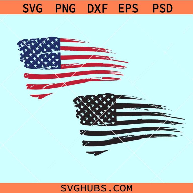 Distressed USA flag svg png, tattered flag svg, American distressed ...
