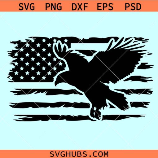 Eagle Distressed US flag SVG, Eagle on flag SVG, patriotic Eagle svg, American eagle flag svg