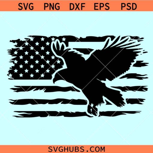 Eagle Distressed US Flag SVG, Eagle On Flag SVG, Patriotic Eagle Svg ...